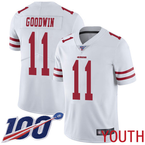 San Francisco 49ers Limited White Youth #11 Marquise Goodwin Road NFL Jersey 100th Vapor Untouchable->youth nfl jersey->Youth Jersey